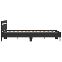 Bedframe met hoofdeinde bewerkt hout zwart 150x200 cm - thumbnail