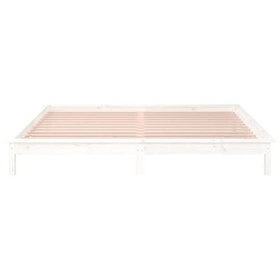 Bedframe LED massief hout wit 120x200 cm