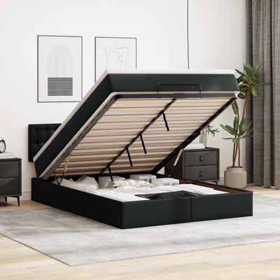 Ottoman bed met matrassen en LED's 200x200cm kunstleer zwart