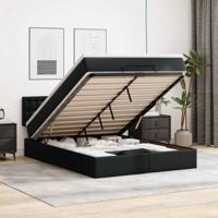 Ottoman bed met matrassen en LED's 200x200cm kunstleer zwart - thumbnail