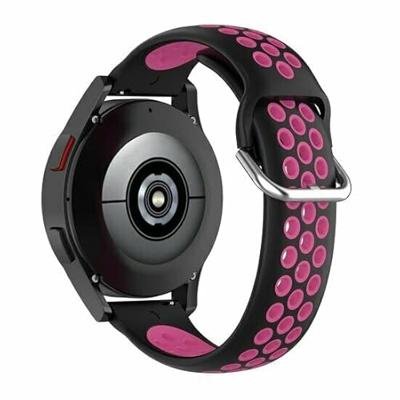 Garmin Forerunner 970 / 570 (47mm) / 255 - Siliconen sportbandje met gesp - Zwart + roze Garmin Forerunner 970 / 570 (47mm) / 255 - Siliconen sportbandje met gesp - Zwart + roze