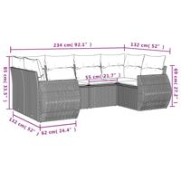 6-delige Loungeset met kussens poly rattan beige - thumbnail