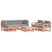 7-delige Loungeset met kussens massief douglashout - thumbnail