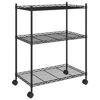 VidaXL Opbergrek met wielen 3-laags 60x35x81 cm 150 kg zwart - thumbnail