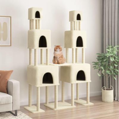 Kattenmeubel met sisal krabpalen 199 cm crmekleurig