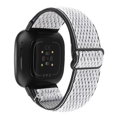Fitbit Versa 3/4 & Sense 1/2 Nylon loop bandje - Wit met zwart Fitbit Versa 3/4 & Sense 1/2 Nylon loop bandje - Wit met zwart