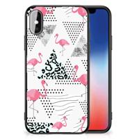 iPhone X | Xs Dierenprint Telefoonhoesje Flamingo Triangle - thumbnail