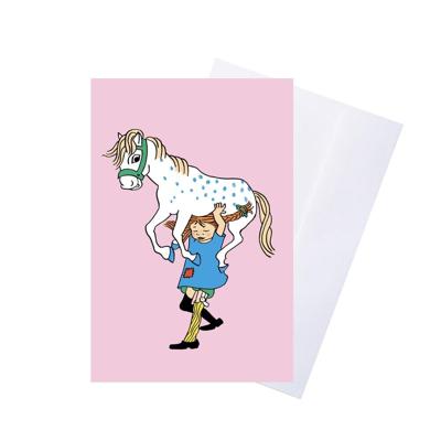 Barbo Toys Pippi wenskaart met envelop - blauw (8617)