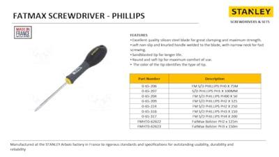 Stanley handgereedschap FatMax Schroevendraaier Phillips PH00 X 50mm - 0-65-204