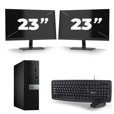 Dell Optiplex 7050 SFF - Intel Core i3-6e Generatie - 8GB RAM - 256GB SSD - Windows 11 + 2x 23 inch Monitor