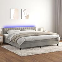 Boxspring met matras en LED fluweel lichtgrijs 200x200 cm - thumbnail