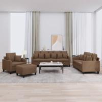 4-delige Loungeset met kussens stof bruin - thumbnail