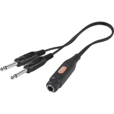 Speaka Professional SP-7870288 jack audio Y-adapter [2x jack plug 6,35 mm - 1x jack 6,35 mm] zwart