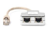 Digitus RJ45 Netwerk Adapter CAT 5, CAT 5e [2x RJ45-stekker - 1x RJ45-stekker] Grijs - thumbnail