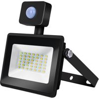 LED Bouwlamp 50 Watt met Sensor - LED Schijnwerper - Aigi Sunny - Natuurlijk Wit 4000K - Waterdicht IP65 - Mat Zwart - Aluminium - thumbnail