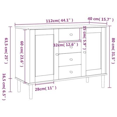 Dressoir SENJA rattan-look 112x40x80 cm massief grenenhout wit Dressoir SENJA rattan-look 112x40x80 cm massief grenenhout wit
