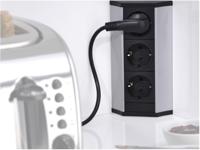 EVOline 159360001300 Stekkerdoos 3-voudig Zwart, Zilver Randaarde stekker 1 stuk(s) - thumbnail