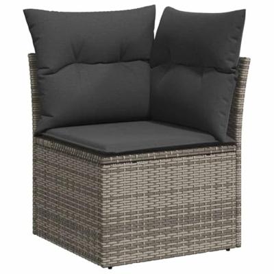 Tuinbankenset met kussen 6 pcs Grijs poly rattan