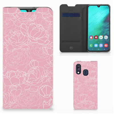 Samsung Galaxy A40 Smart Cover White Flowers Samsung Galaxy A40 Smart Cover White Flowers