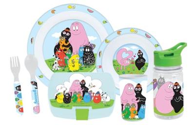 Serviesset - FUN HOUSE - BARBAPAPA - Glas, bord Ø22 cm en Ø16 cm, bestek, waterfles en snackbox