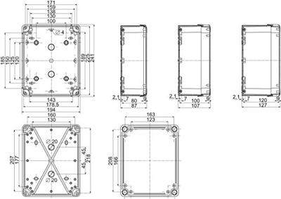 Schneider Electric NSYTBP241910 PC-behuizing 175 x 241 x 107 Polycarbonaat Grijs-wit (RAL 7035) 1 stuk(s)