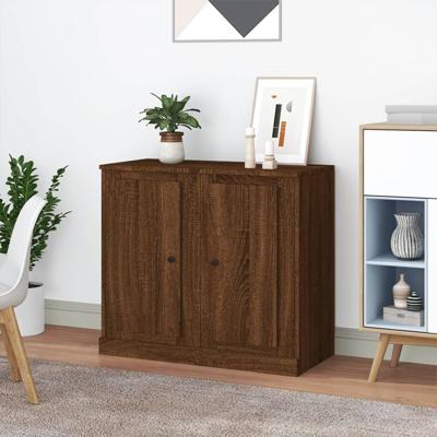 Dressoirs 2 st 37,5x35,5x67,5 cm bewerkt hout bruin eikenkleur