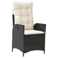 Tuinstoelen 2 st verstelbaar met kussens poly rattan zwart - thumbnail