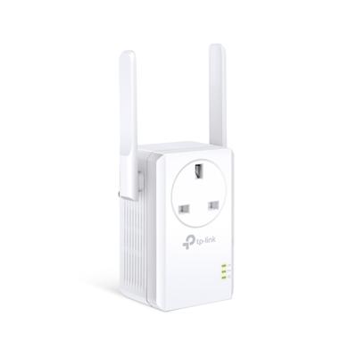 TP-Link TL-WA860RE N300 Universal Range Extender with Extra Power Outlet, Broadband/Wi-Fi Extender, Wi-Fi Booster/Hotspot with 1 Ethernet Port and 2 External Antennas, Plug and Play, UK Plug