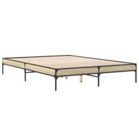 Bedframe bewerkt hout metaal sonoma eikenkleurig 140x200 cm - thumbnail