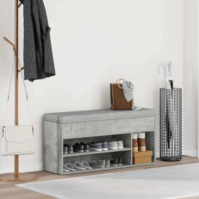 VidaXL Schoenenbank 102x30,5x45 cm bewerkt hout betongrijs VidaXL Schoenenbank 102x30,5x45 cm bewerkt hout betongrijs