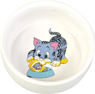 TRIXIE VOERBAK / WATERBAK STRIPKAT MET BAK KERAMIEK WIT 11 CM 300 ML 4 ST TRIXIE VOERBAK / WATERBAK STRIPKAT MET BAK KERAMIEK WIT 11 CM 300 ML 4 ST