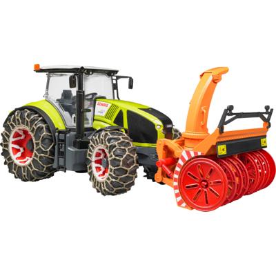 Bruder Claas Axion 950 met sneeuwkettingen en sneeuwblazer 1:16