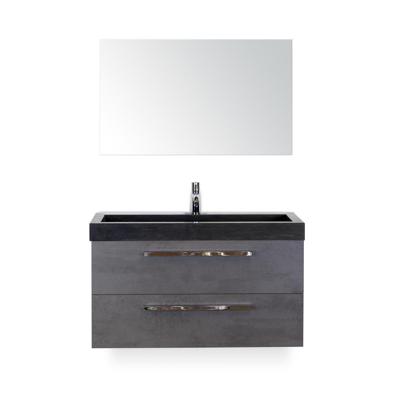Seville Badmeubelset 100 cm - Beton Antraciet - Wastafel Hardsteen Wit Lucca - met Spiegel