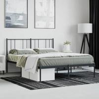 Bedframe met hoofdbord metaal zwart 160x200 cm - thumbnail