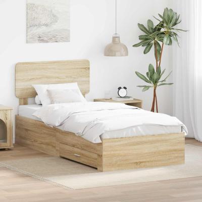 Bedframe met hoofdeinde Sonoma Eiken 90 x 190 cm Bewerkt hout
