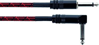 Cordial 14786 Jackplug Instrumenten Aansluitkabel [1x Jackplug male 6,3 mm (mono) - 1x Jackplug male 6,3 mm (mono)] 7.50 m Zwart, Rood Textielmantel