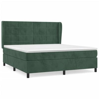 Boxspring met matras fluweel donkergroen 160x200 cm - thumbnail