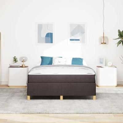 Boxspring bed met matras Donkerbruin en Wit 140 x 200 cm Stof
