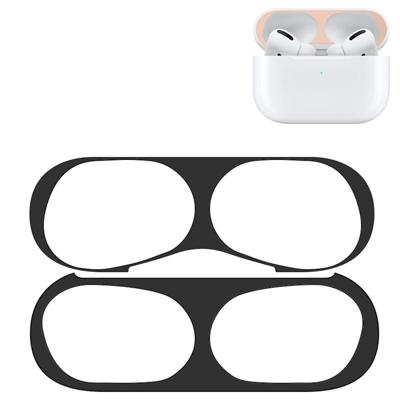 Voor Apple AirPods Pro draadloze oortelefoon beschermende case metalen beschermende sticker (zwart) Voor Apple AirPods Pro draadloze oortelefoon beschermende case metalen beschermende sticker (zwart)