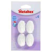Metaltex Ovalen Plakhaken Klein 4 Stuks Wit - thumbnail