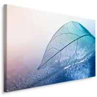 Schilderij - Blad in blauwe tinten, Premium Print, 5 maten - thumbnail