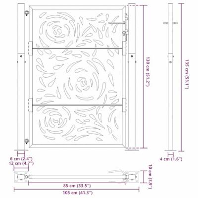 Poort met vlamontwerp 105x130 cm staal zwart Poort met vlamontwerp 105x130 cm staal zwart