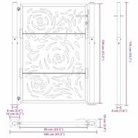 Poort met vlamontwerp 105x130 cm staal zwart - thumbnail