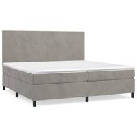 Boxspring met matras fluweel lichtgrijs 200x200 cm - thumbnail