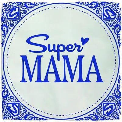 Plenty Gifts tegeltje keramiek super mama 10x10cm blauw, wit Plenty Gifts tegeltje keramiek super mama 10x10cm blauw, wit