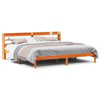 Bedframe met hoofdbord massief grenenhout wasbruin 180x200 cm - thumbnail