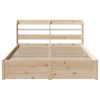 Bedframe met hoofdbord massief grenenhout wit 140x200 cm - thumbnail
