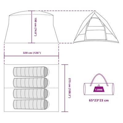 Camping Tent met dak Grijs en Oranje 320 x 275 x 190 cm taft