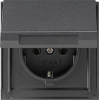 Gira TX 44 Wandcontactdoos met randaarde en klapdeksel antraciet - thumbnail