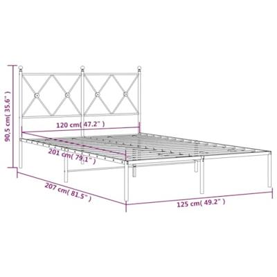 Bedframe met hoofdbord metaal zwart 120x200 cm Bedframe met hoofdbord metaal zwart 120x200 cm